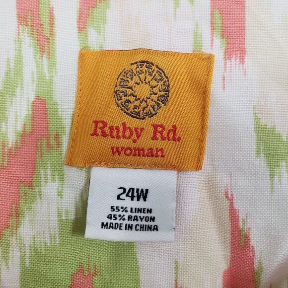 Ruby Rd Ikat Jacket Linen Rayon Beaded Lightweight Button Front Womens Size 24W - Picture 5 of 9